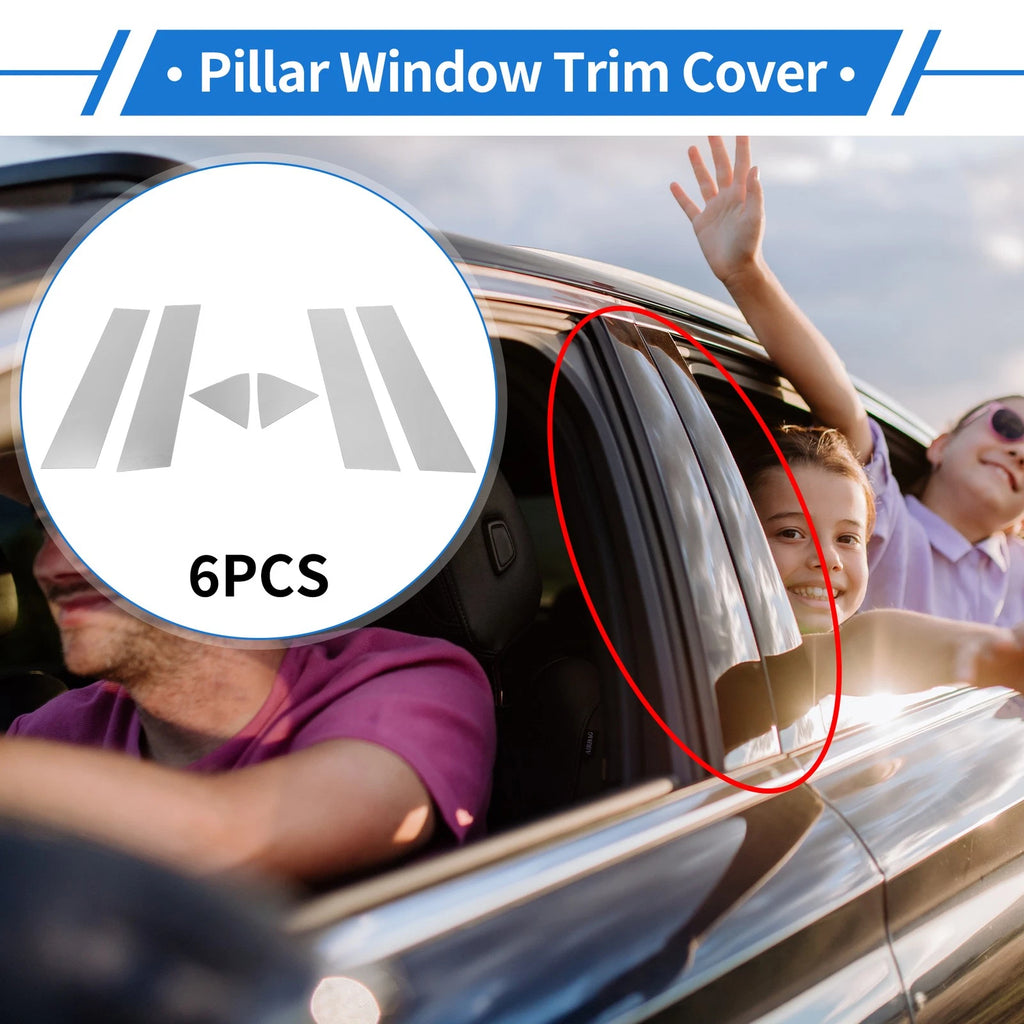 Door Pillar Window Trim Kit Silver Tone 6 Pc for Dodge Charger (2006–2010)