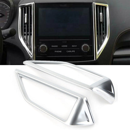 Front Middle Air Vent Trims Cover Fit Subaru Forester 2019-2022 Matte Silver LHD