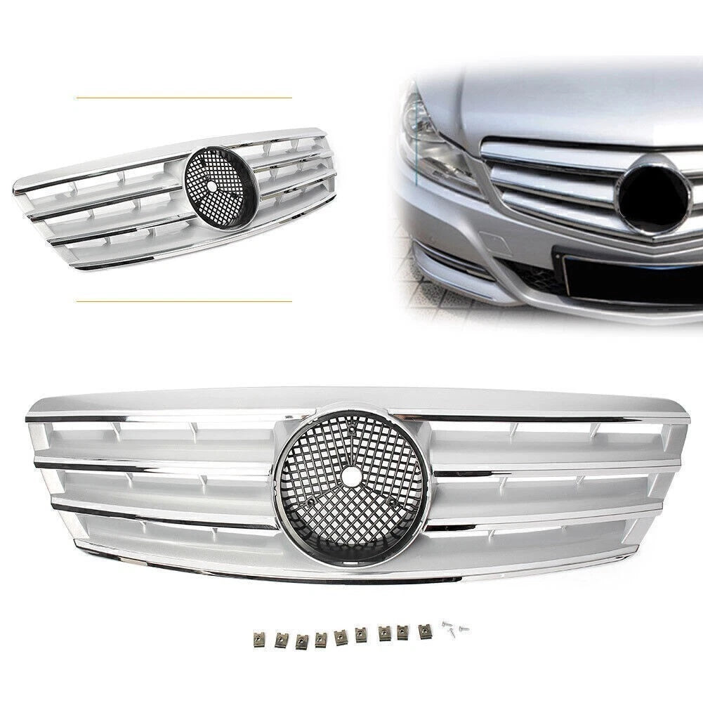 Front Upper Grill Mesh Grille for Mercedes Benz W203 C230 C320 C240 (2001–2007)