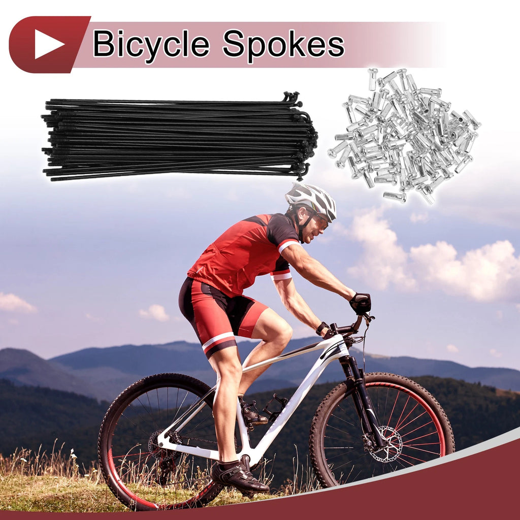 Bicycle Spokes Set 114mm Carbon Steel for 14G 72 Pack Black (Any Make)
