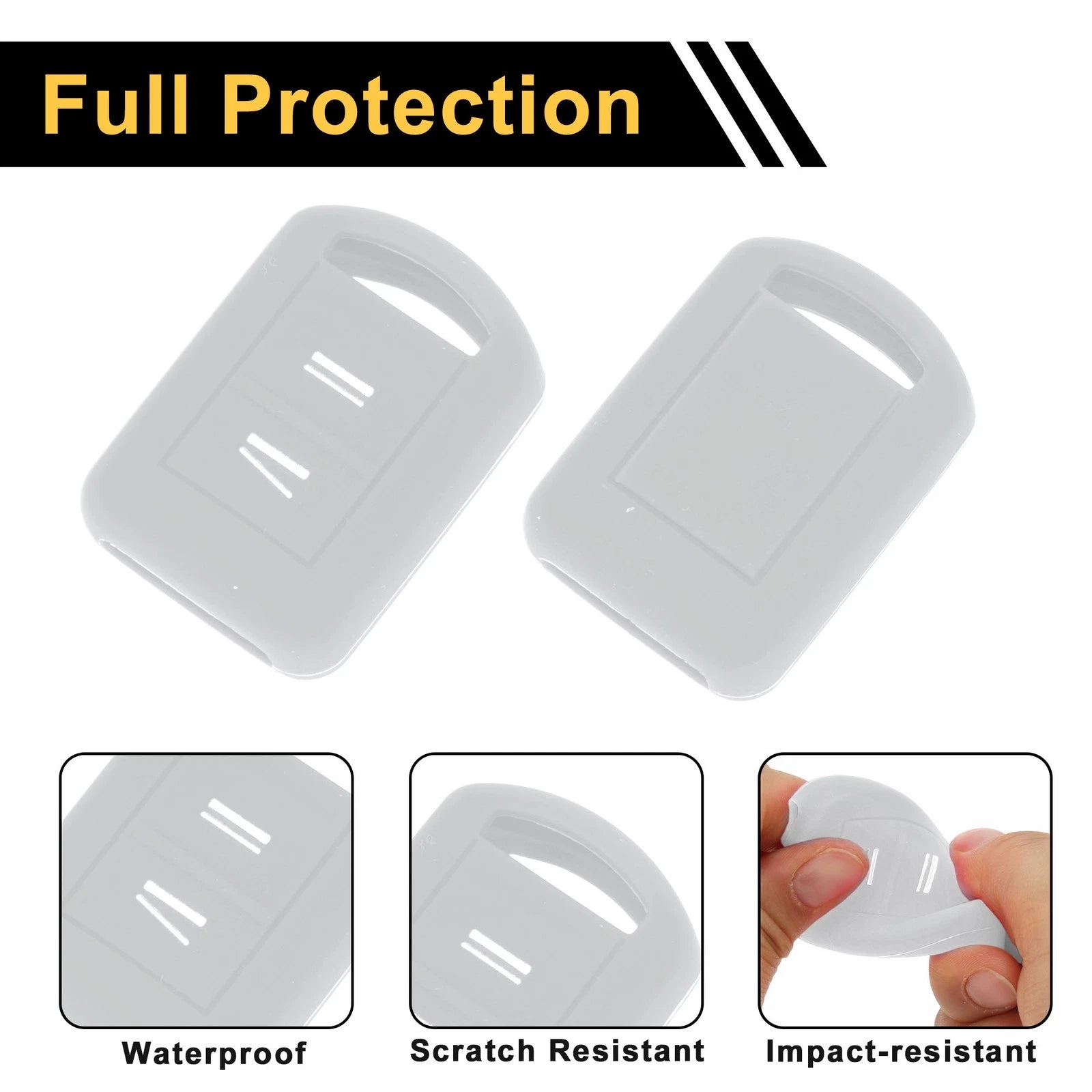 Gray Silicone Car Key Case for Opel Corsa C (2000–2006) - 2 Buttons