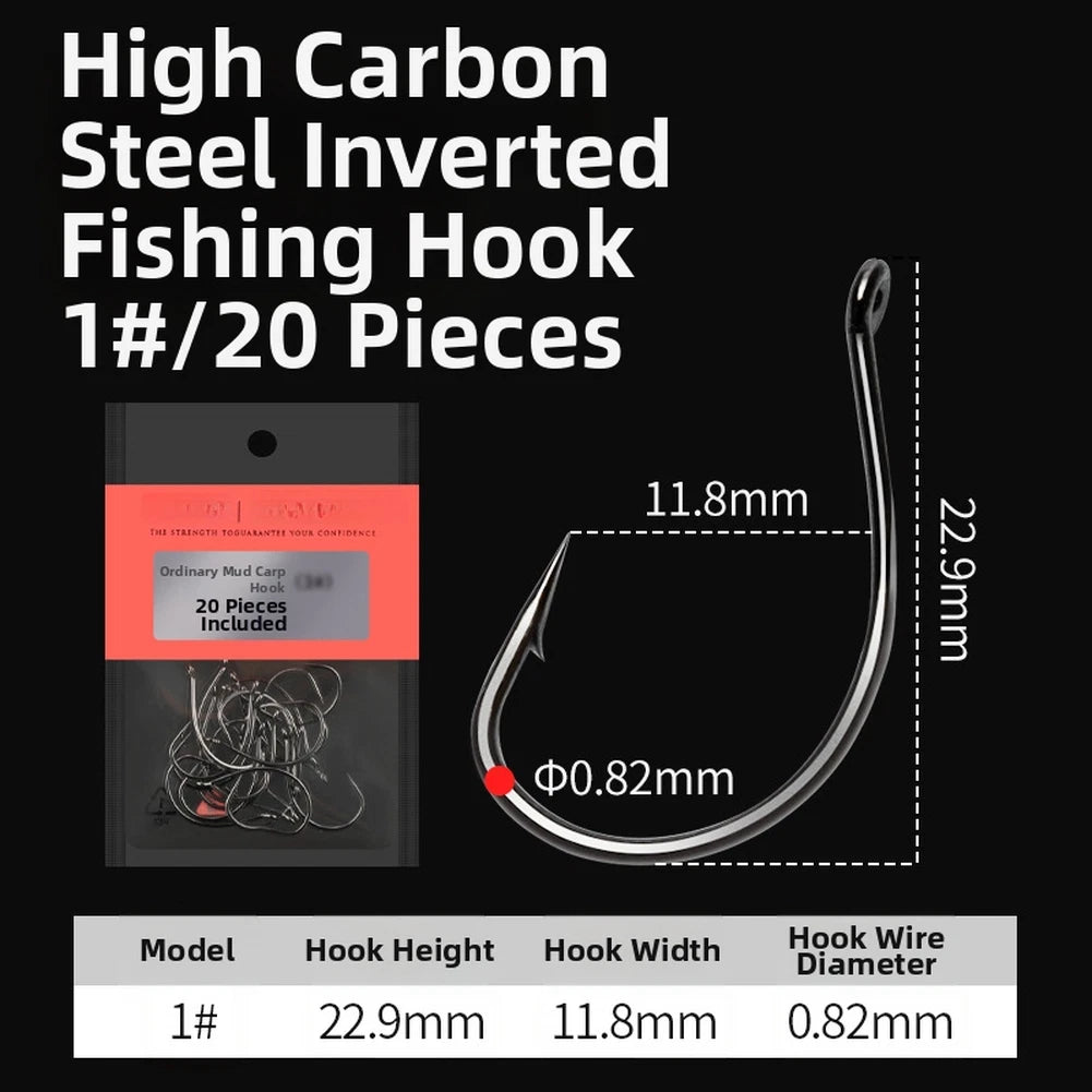 20-Pack Dragon Scale Fishing Hooks Flat Shank Enhanced Toughness
