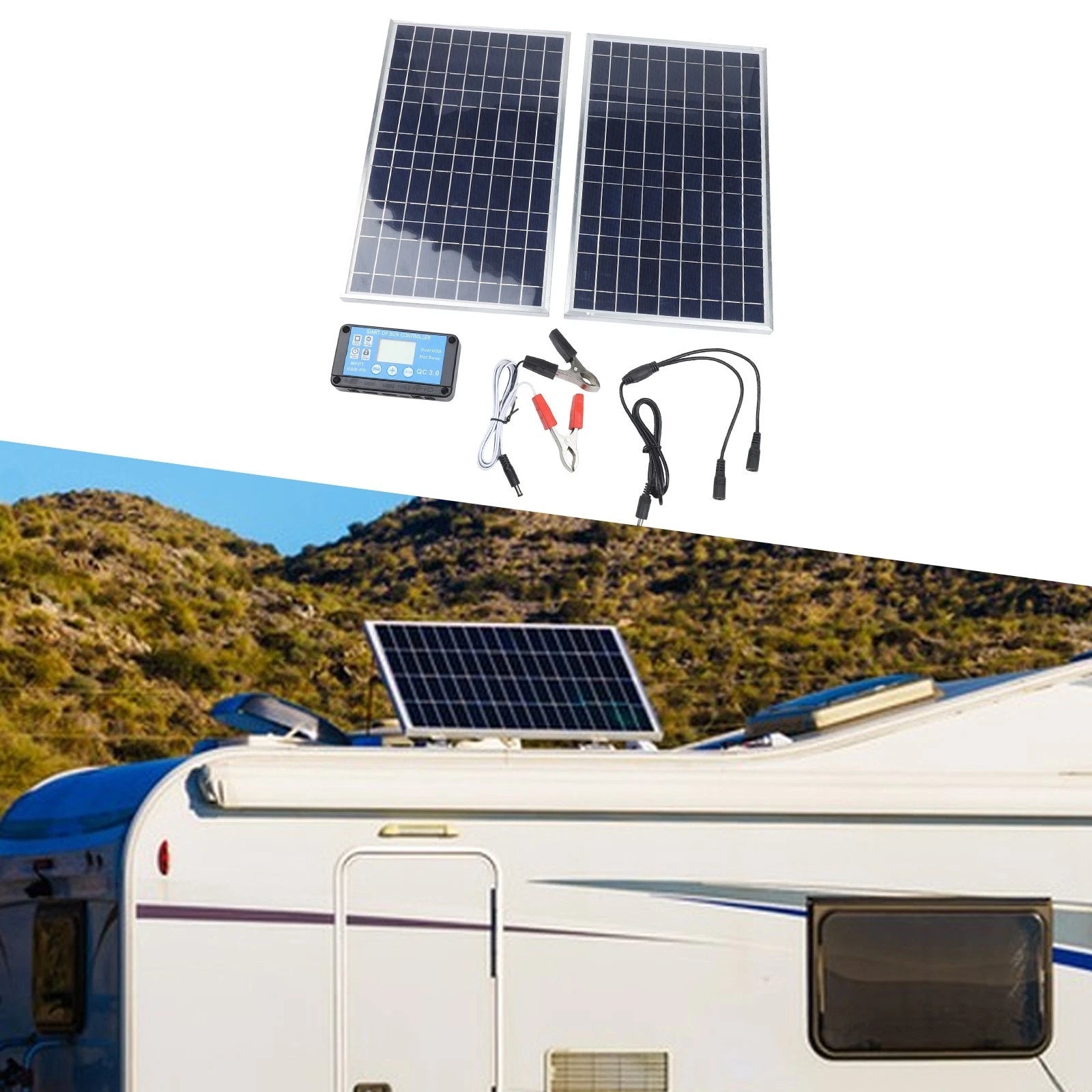200W 12V Solar Panel Battery Charger for Boat RV Car (200W)