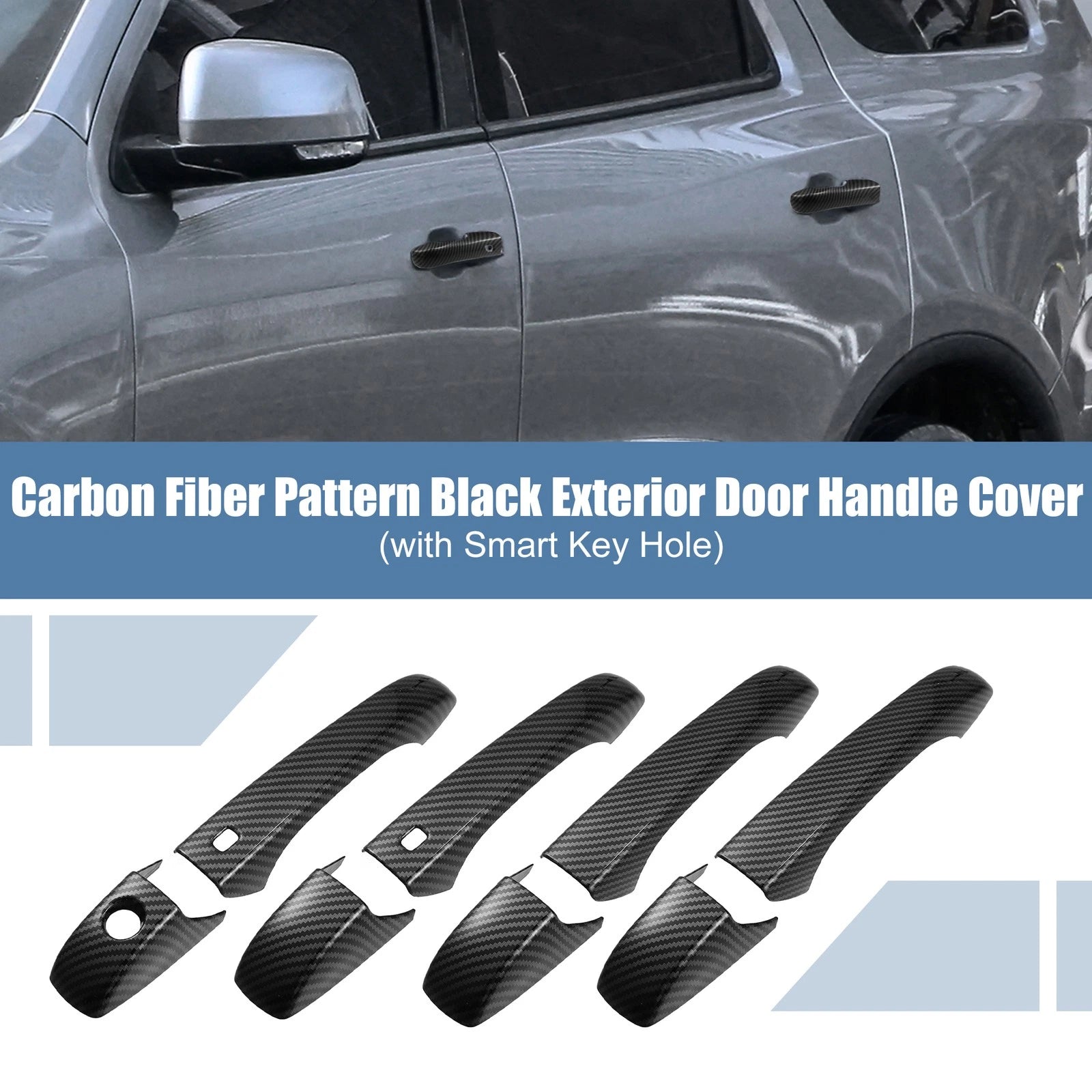 8pcs Side Door Handle Cover Trim with Smart Key Hole for Dodge Durango (2011–2021)