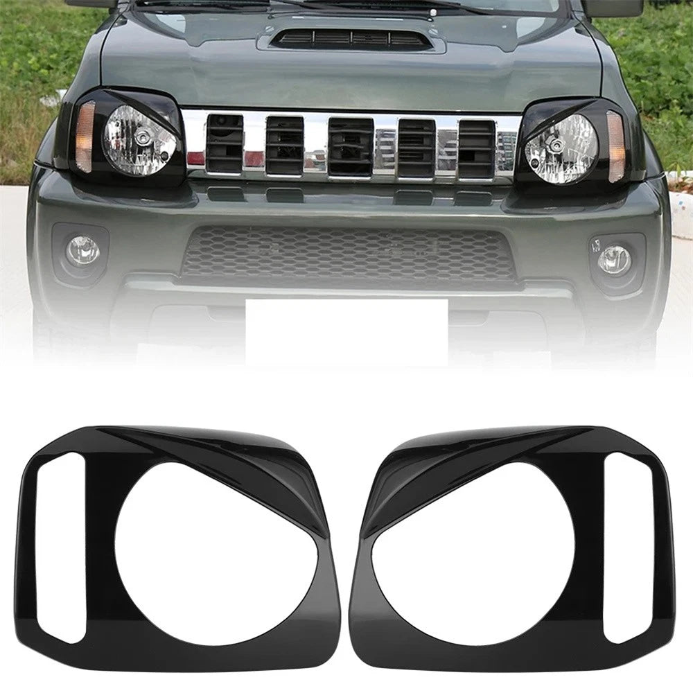 2pcs Front Light Headlight Lamp Cover Cap Exterior Frame For Suzuki Jimny 07-15