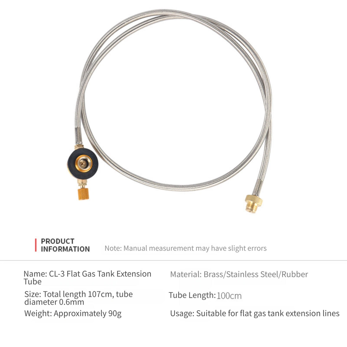 Gas Stove Extension Pipe 100cm for Flat Gas Canisters