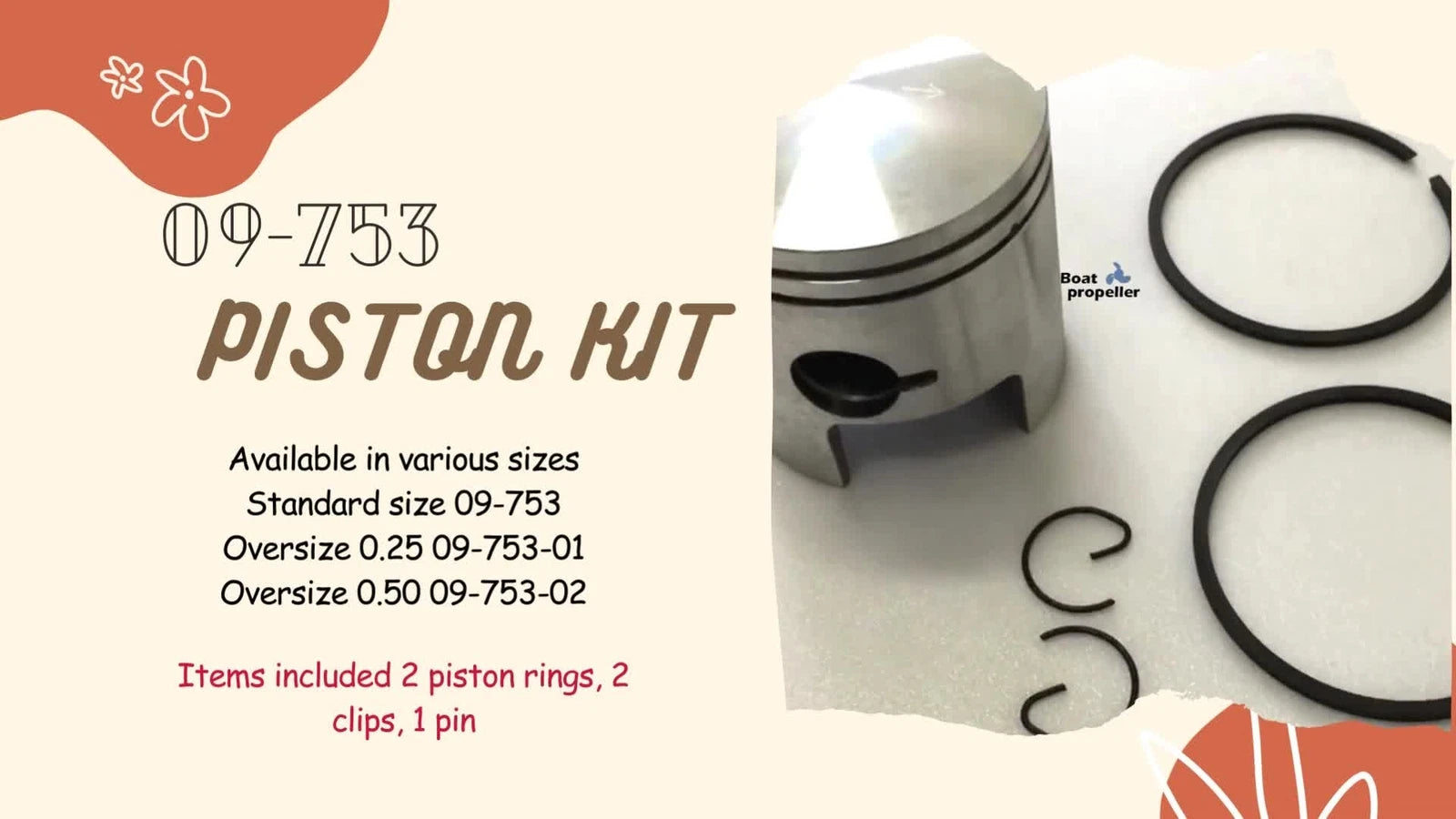 Piston Kit for Ski Doo Alpine (2009–2015) 09-753 420-9940-35 STD + Ring