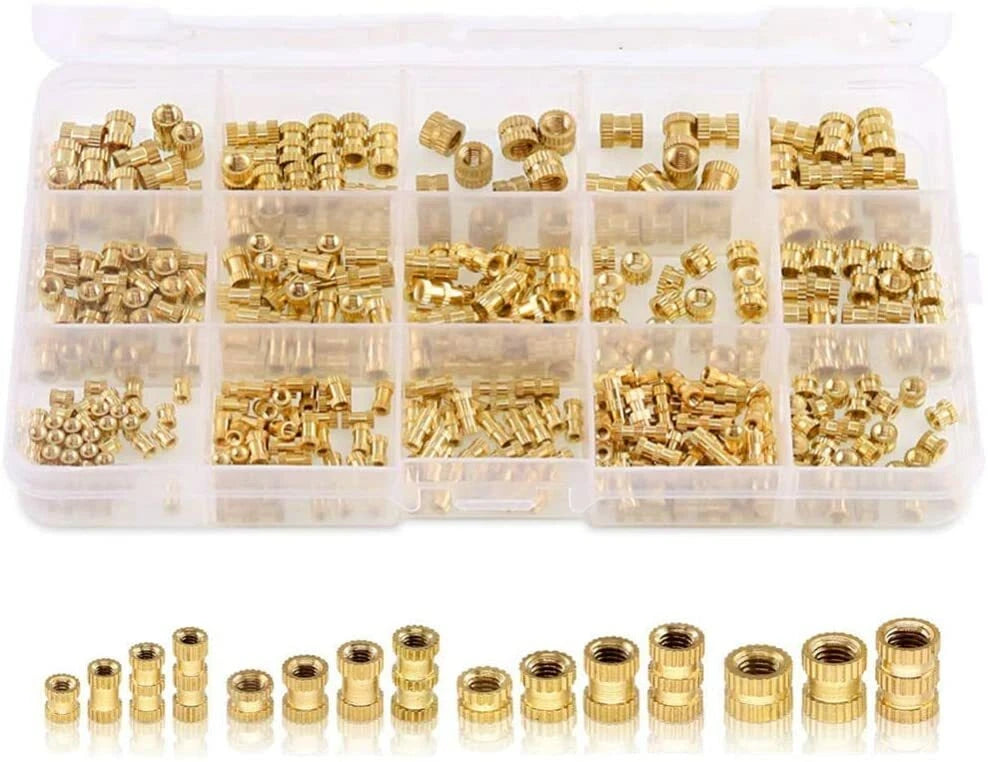 600Pcs Brass Threaded Insert Nuts Assortment Kit for Automotive (AU)
