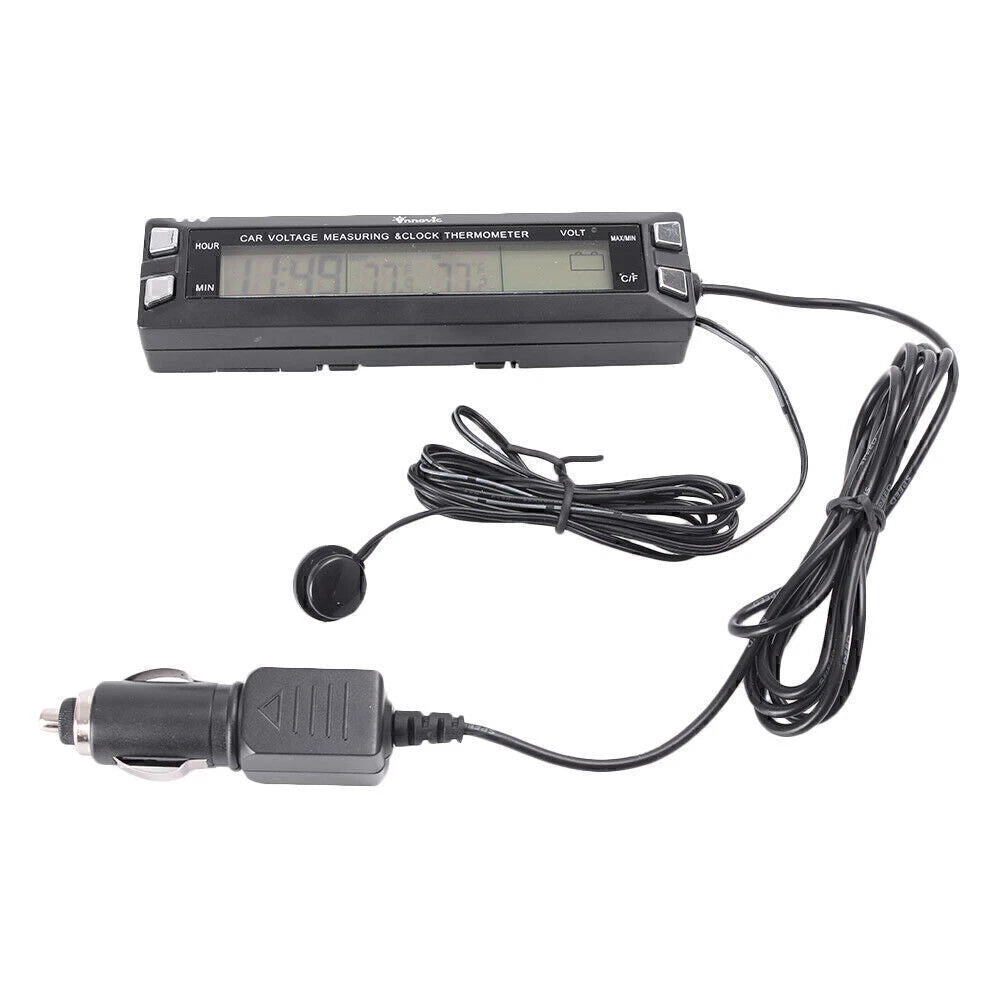 Digital LCD Temperature Voltage Clock Thermometer Monitor for Auto