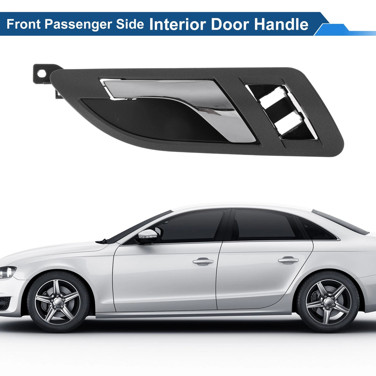 Front Driver Side Interior Door Handle for VW Skoda (2001–2008) Gray Chrome