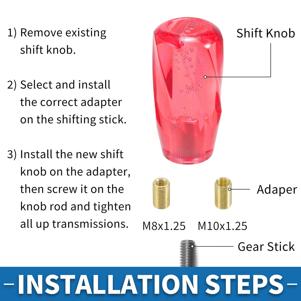 Set of 1 Universal Shift Knob with 2 Adapters for Manual/Automatic Vehicles