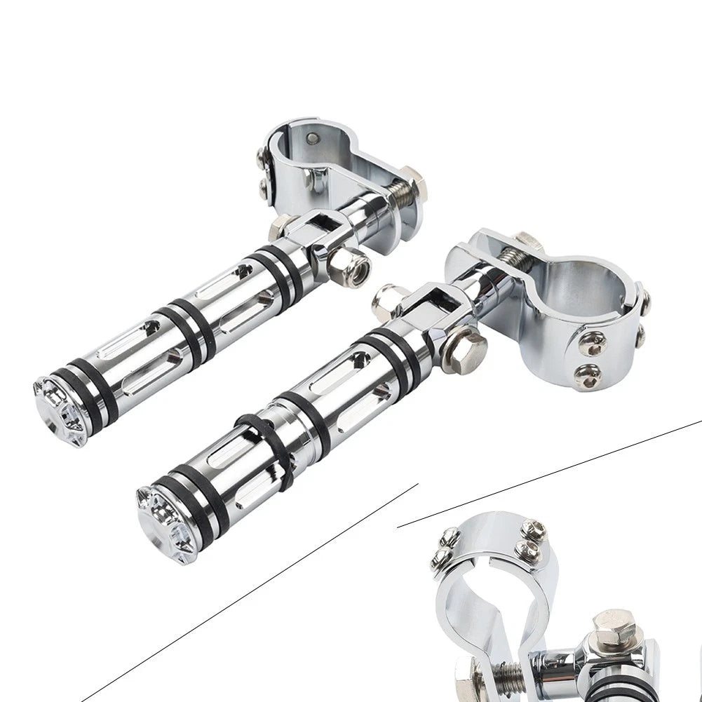 Pair Front Chrome Engine Guard Bar Foot Pegs for Yamaha