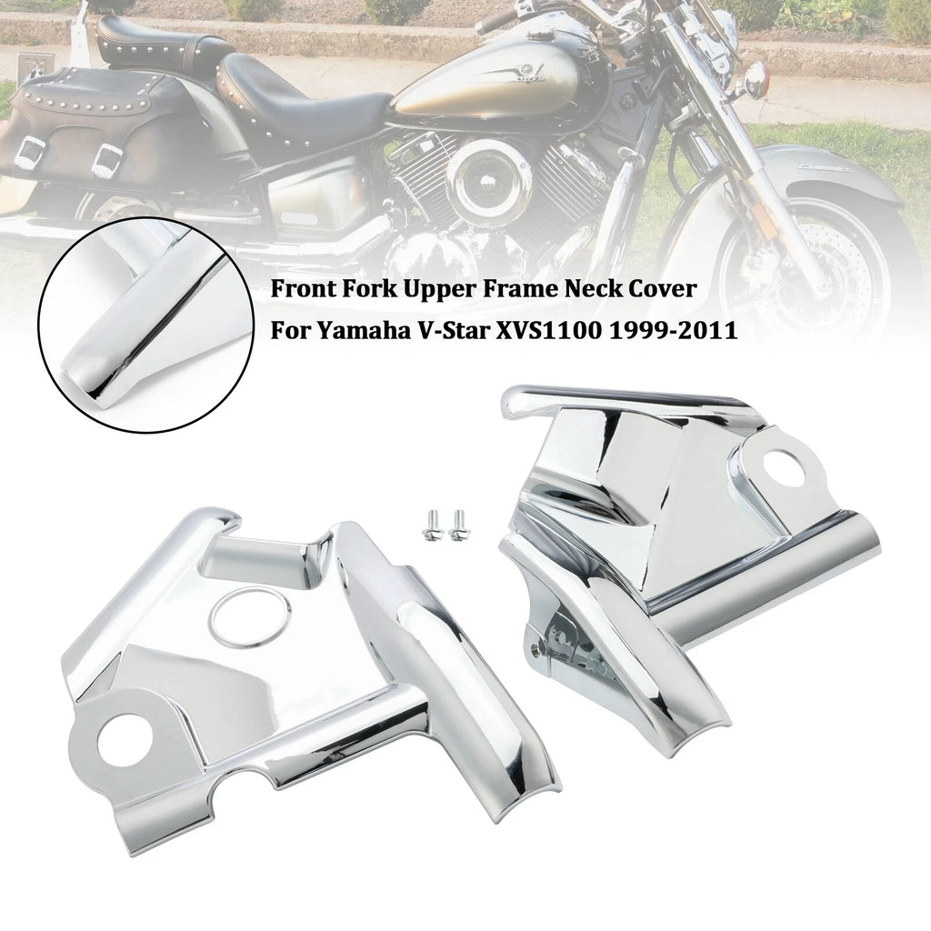 Chrome Front Fork Upper Frame Neck Cover for Yamaha V-Star XVS1100 (1999–2011) T9