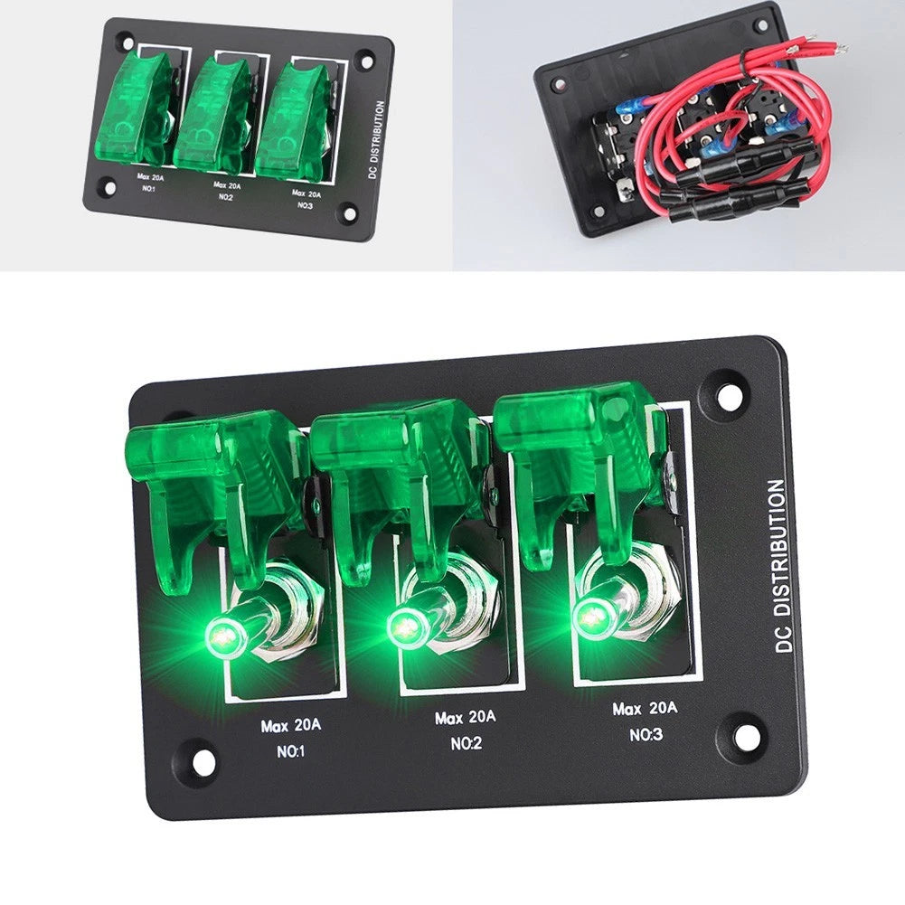 3-Gang Toggle Switch Panel for Off-Road RV Marine (12V 24V)