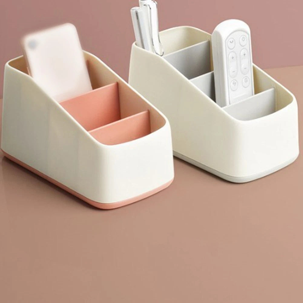Compact Desktop Organizer for Remote Controls (4 Compartment Storage Box)