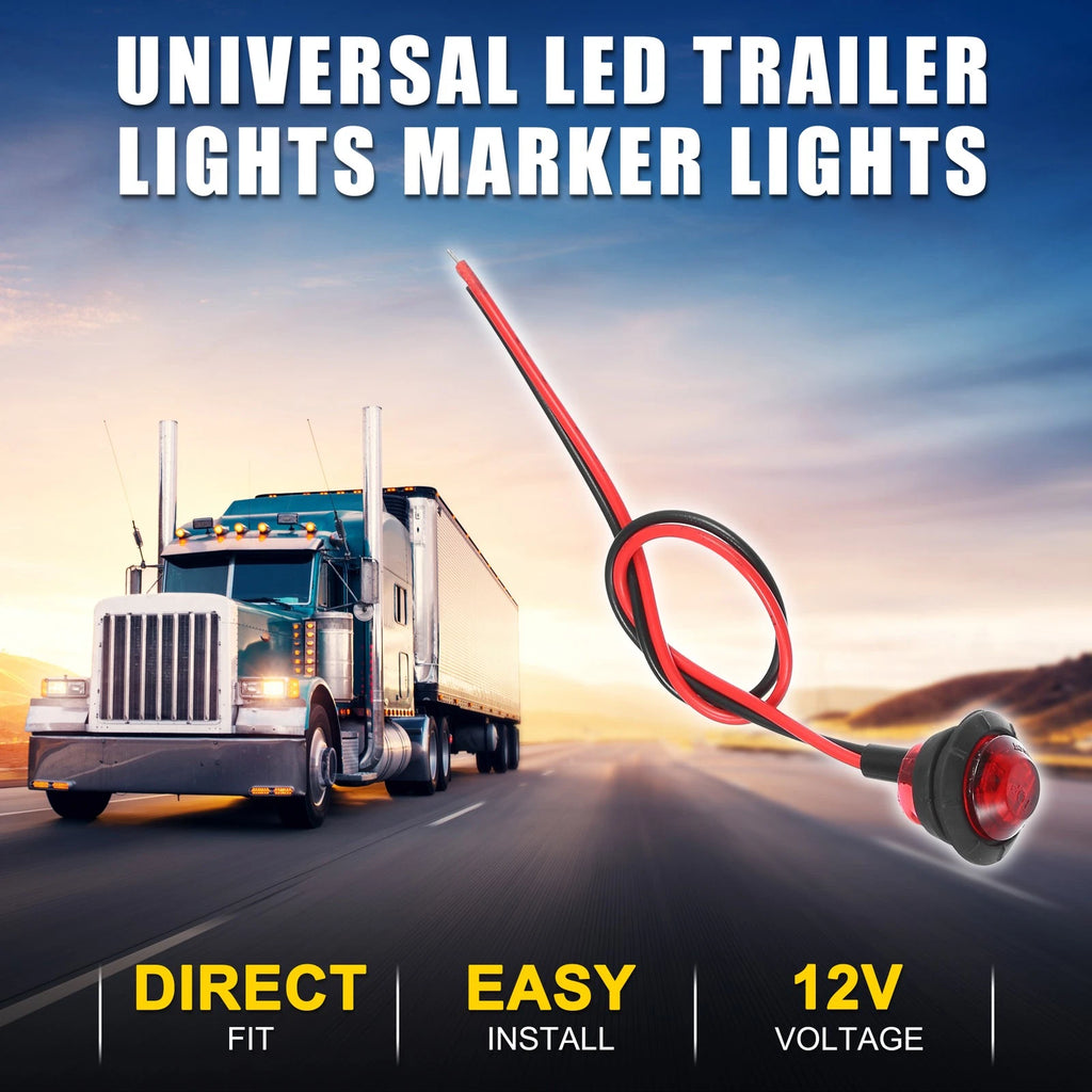 LED Trailer Marker Lights 12V Waterproof Red Set for Universal Trailer (2010–2026)