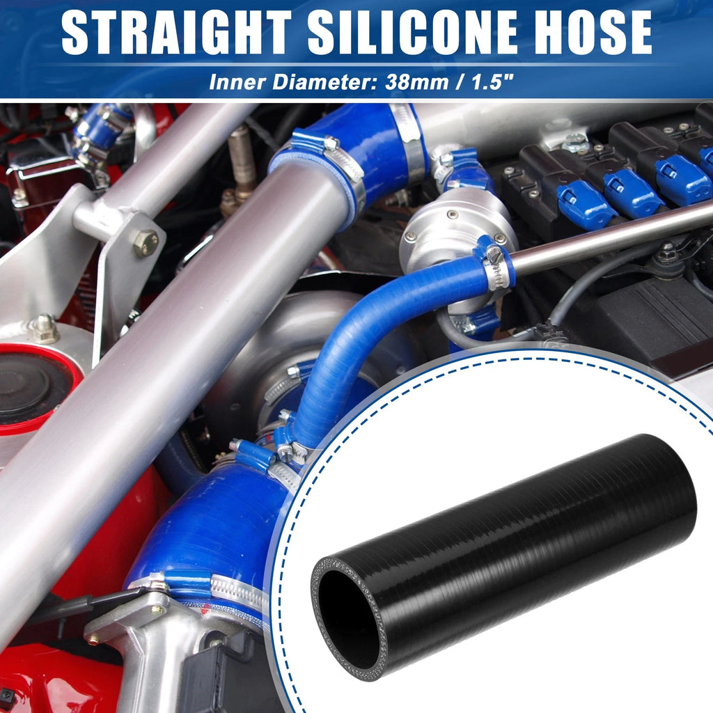 Silicone Reducer Hose Coupler 1.5" ID x 6" Length Black for Intercooler
