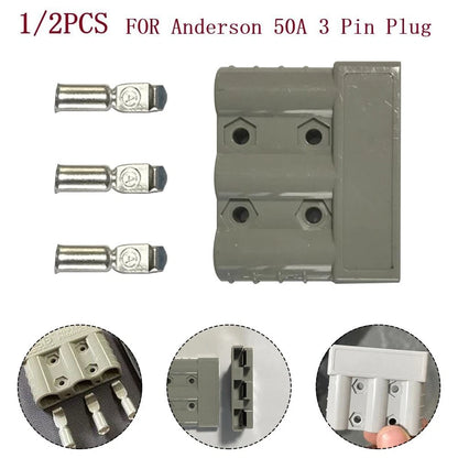 2X Anderson Plug Cable Terminal Battery Power Connector 50 Amp/600V