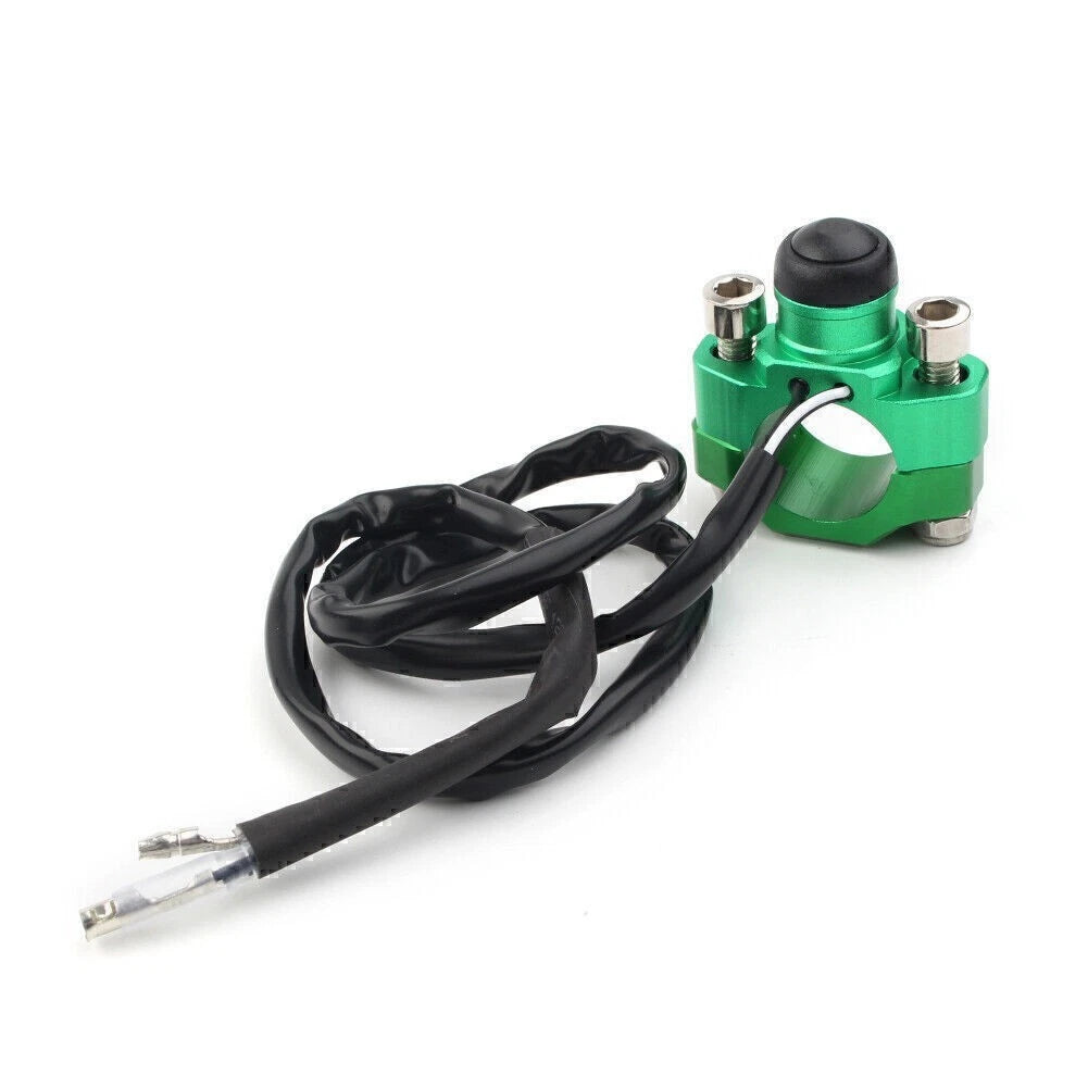 Rotating Bar Clamp Start Stop Kill Switch Button for 7/8" Handlebar (Green)