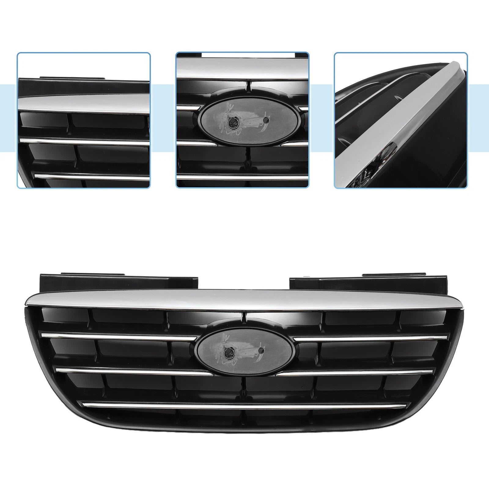 Front Upper Bumper Grille for Hyundai Elantra (Black Chrome, 2017–2020)