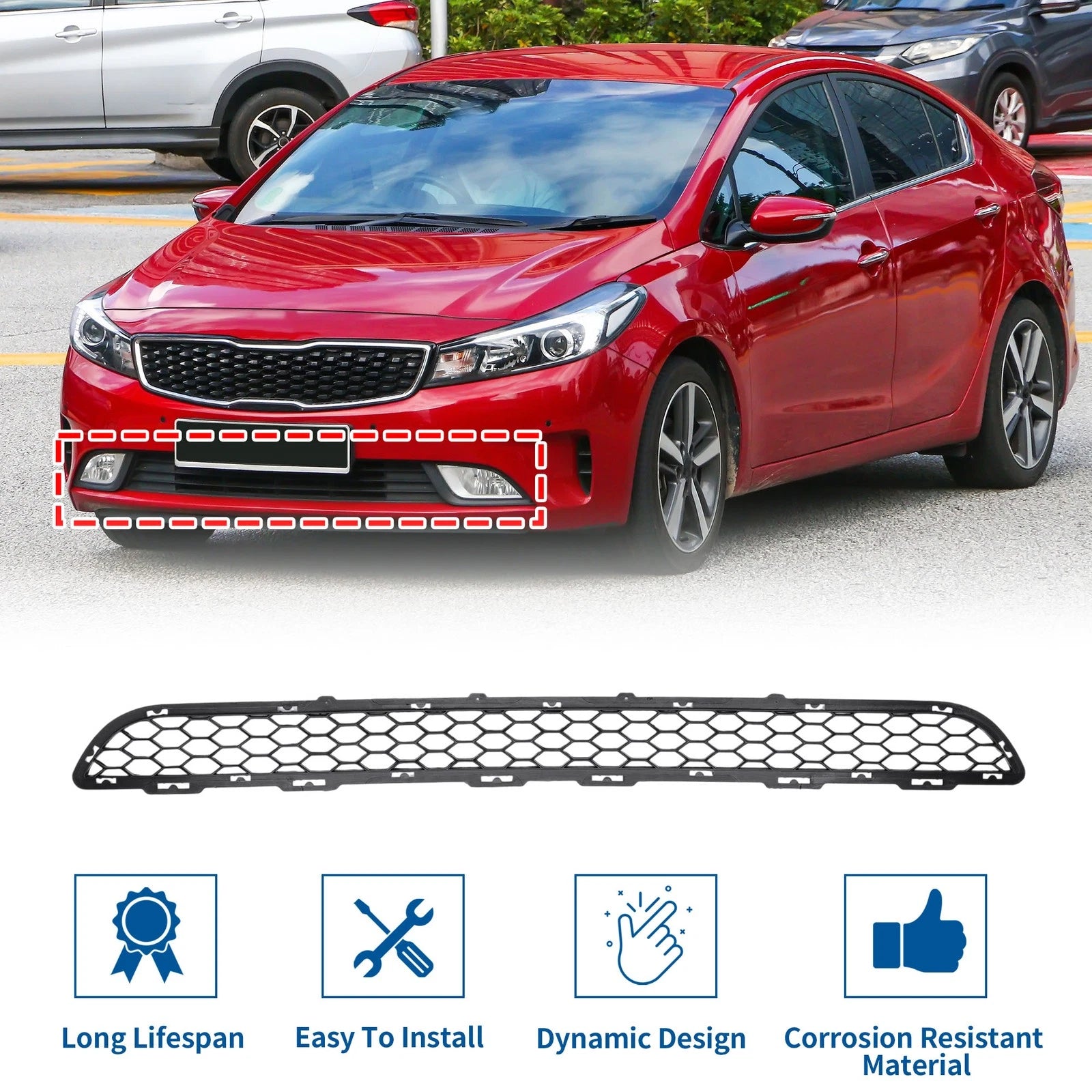 Lower Grille Front Bumper Grille for Kia Forte (2017–2018) 1Pc