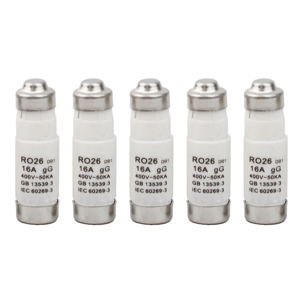 Pack of 5 Spiral Fuses RO26 D01 400V 16A for Circuit Protection