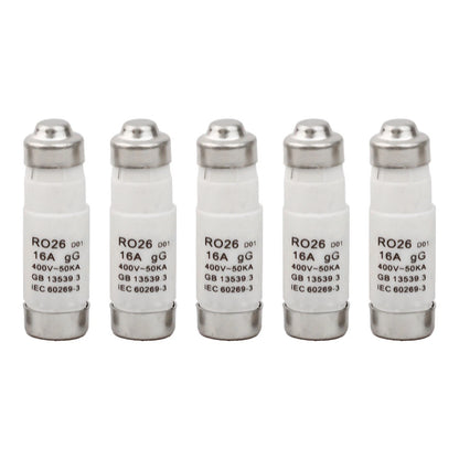 Pack of 5 Spiral Fuses RO26 D01 400V 16A for Circuit Protection