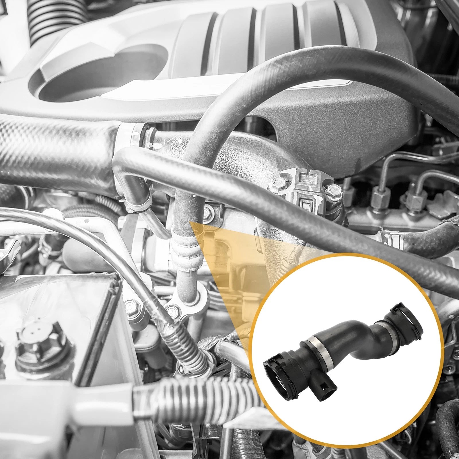 Engine Radiator Hose Replacement for BMW 5 Series (2002–2010) Rubber Black