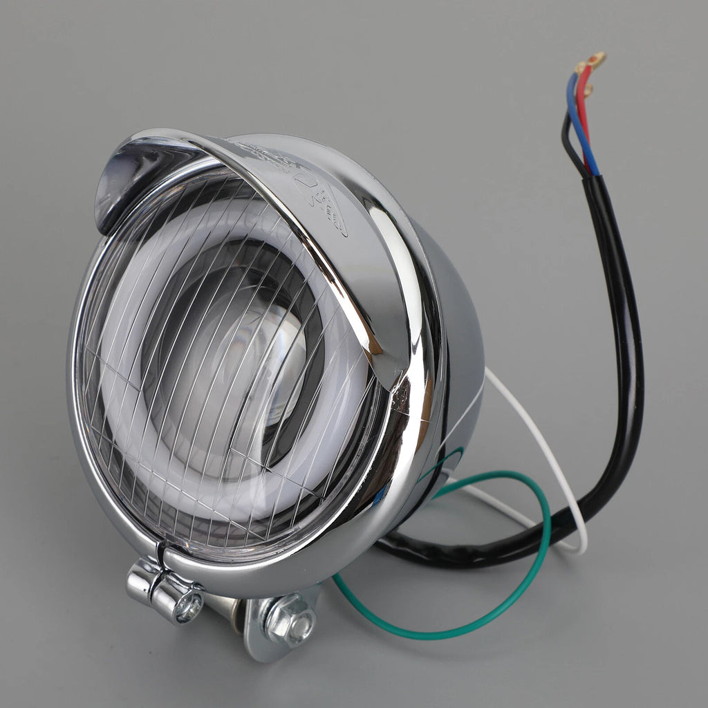 4 Inch Motorcycle Headlight Chrome Halo Ring DRL for Cafe Racer