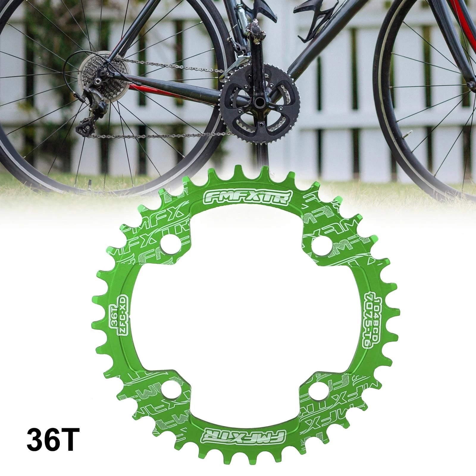 Narrow Wide Chainring 104mm 36 Teeth for Bicycle Crankset (Green) (2000–2020)