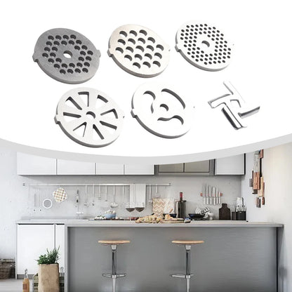 6X Stainless Steel Meat Grinder Plates & Blades Accessories