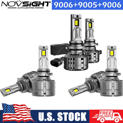 6X 9005 9006 LED Headlight Fog Light Bulbs Kit for