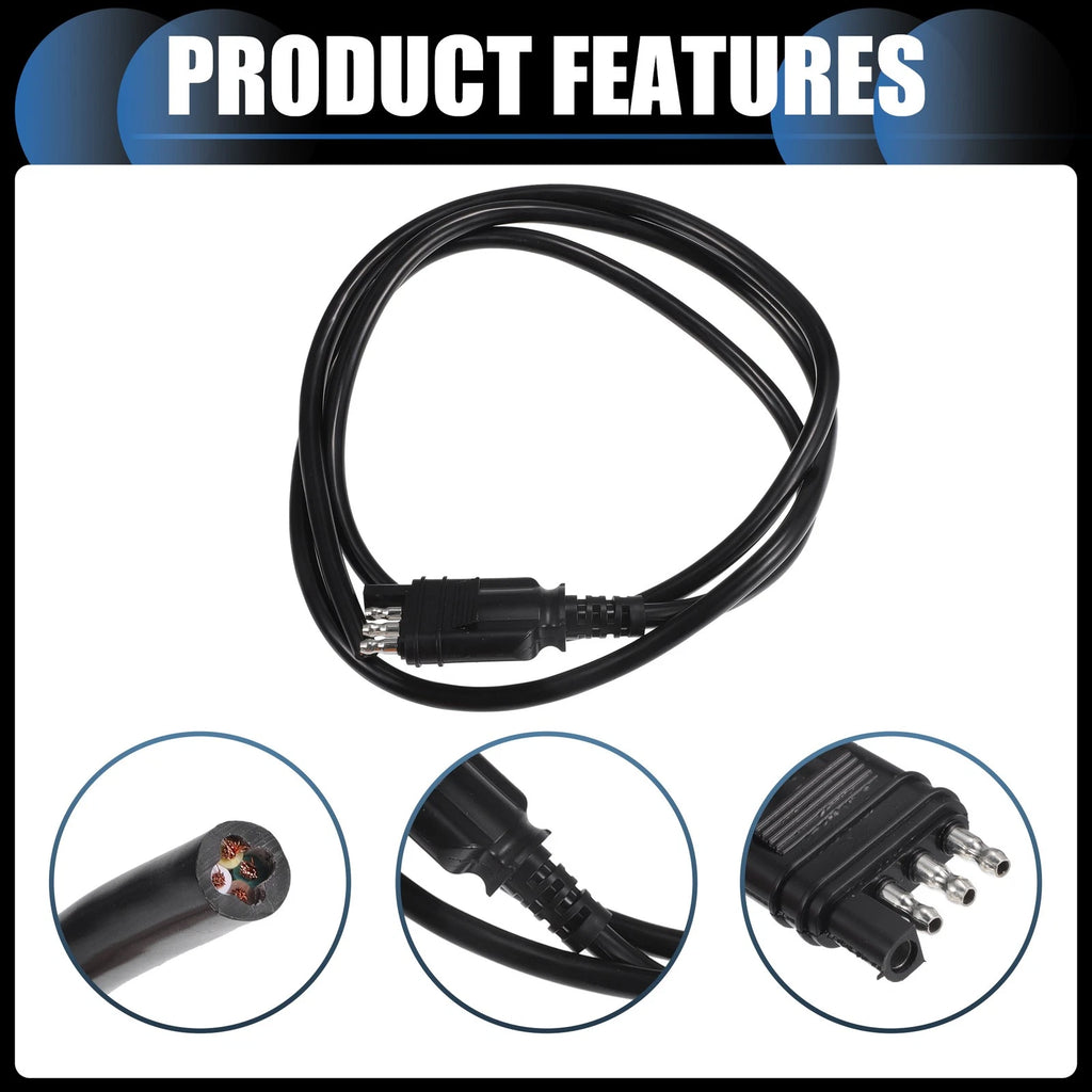 Trailer Wiring Harness 4-Way Replacement 18AWG for Vehicle 5ft (1.5m)