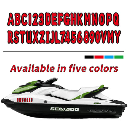 Set of 4 Custom Boat Registration Numbers Decals A-Z & 0-9 (Red)
