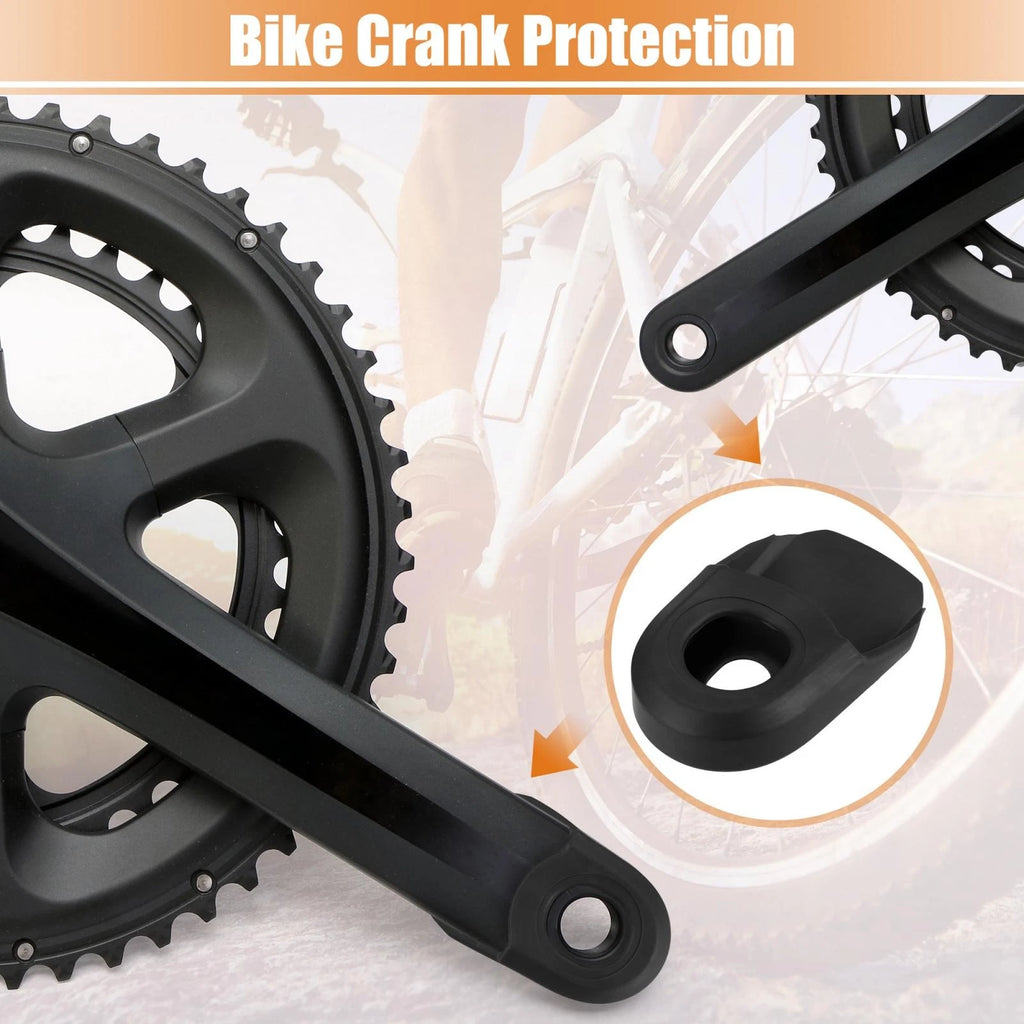 Bike Crank Boot Cover Protector Set for Soft Plastic Bicycle Cycling (Black) (2)
