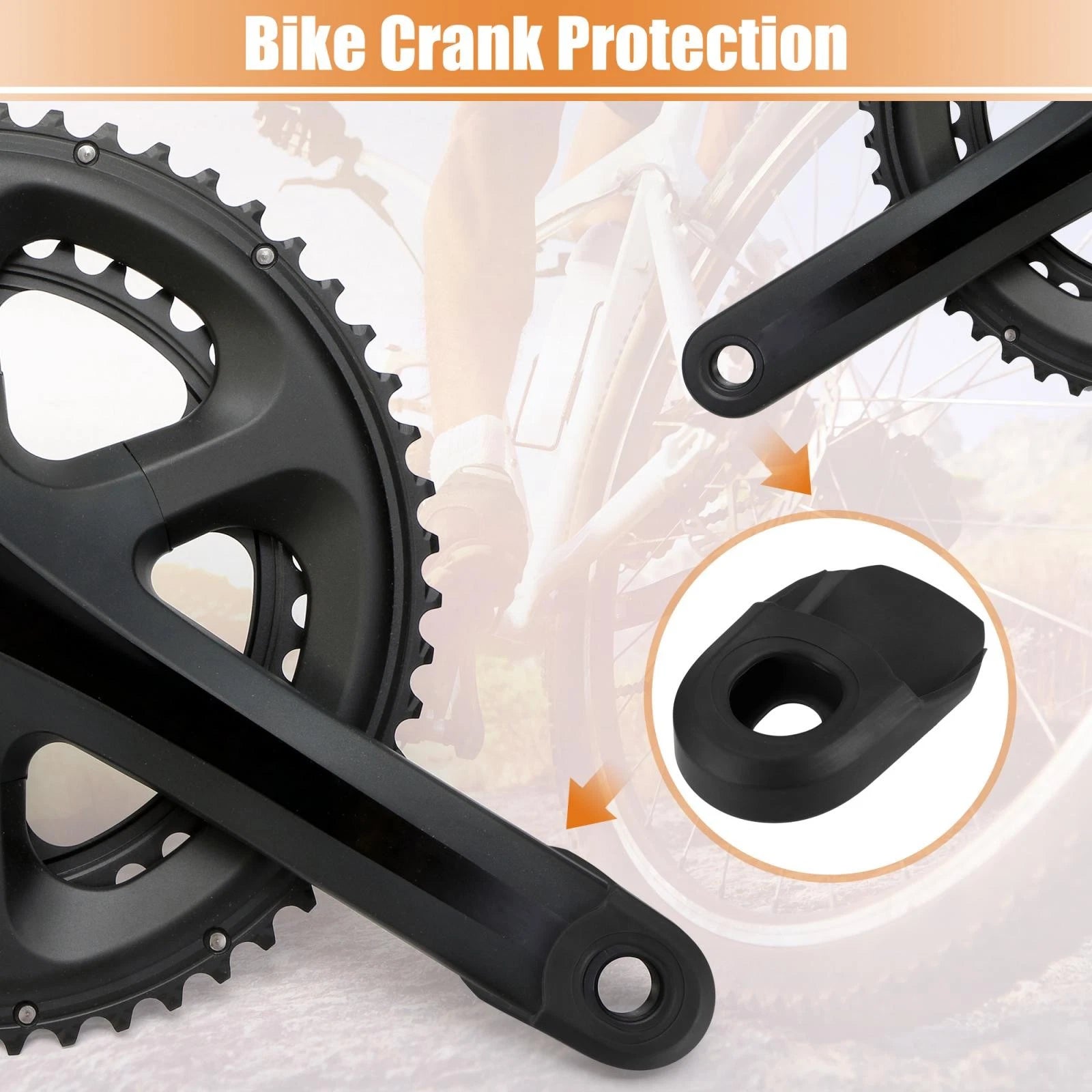 Bike Crank Boot Cover Protector Set for Soft Plastic Bicycle Cycling (Black) (2)