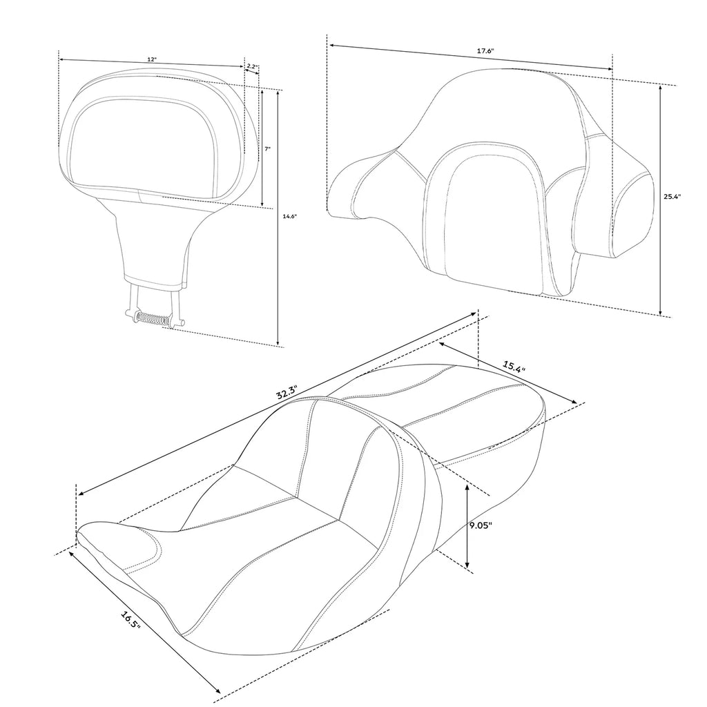 Gel Seat with Backrest Pads for Harley Touring (2014–2023)