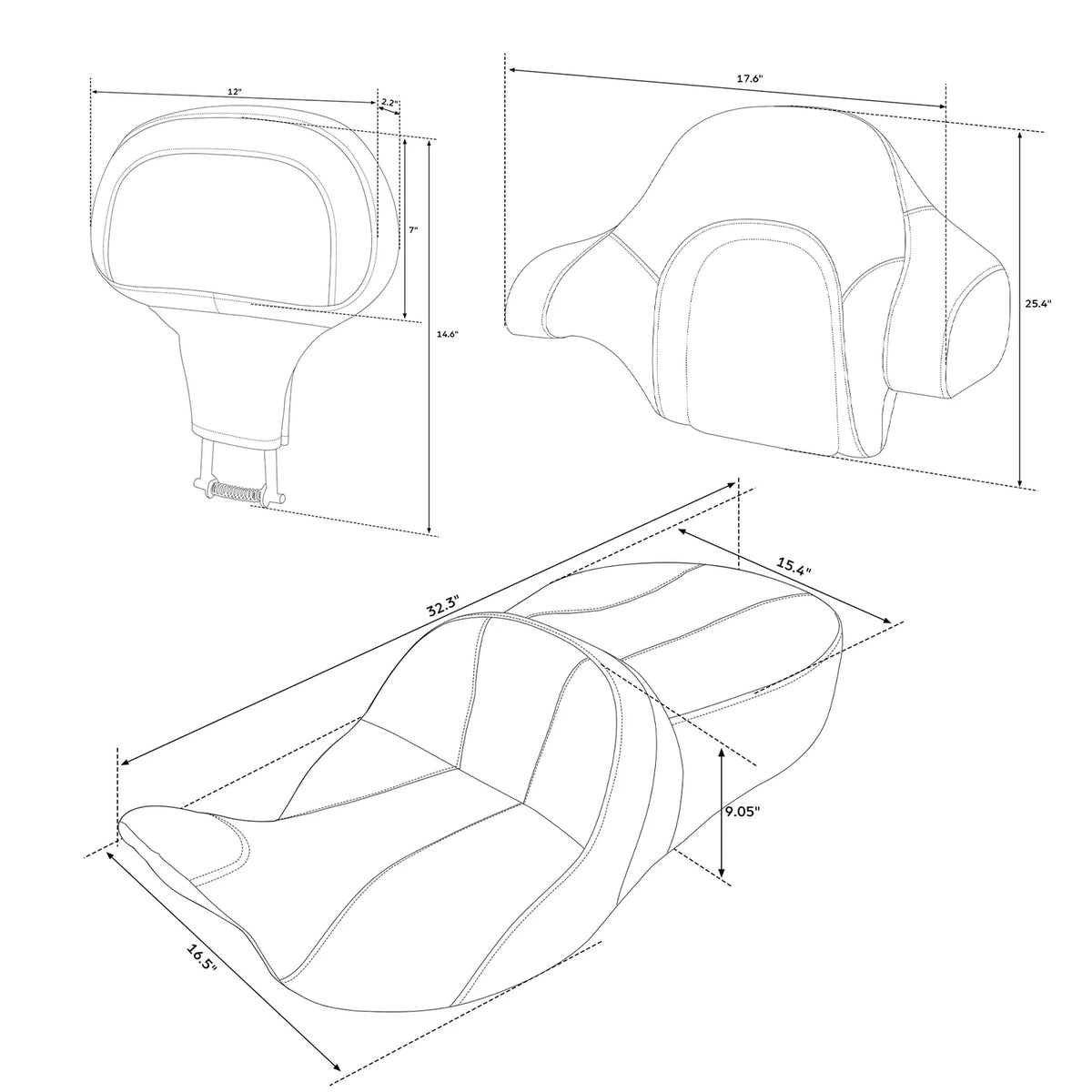 Gel Seat with Backrest Pads for Harley Touring (2014–2023)