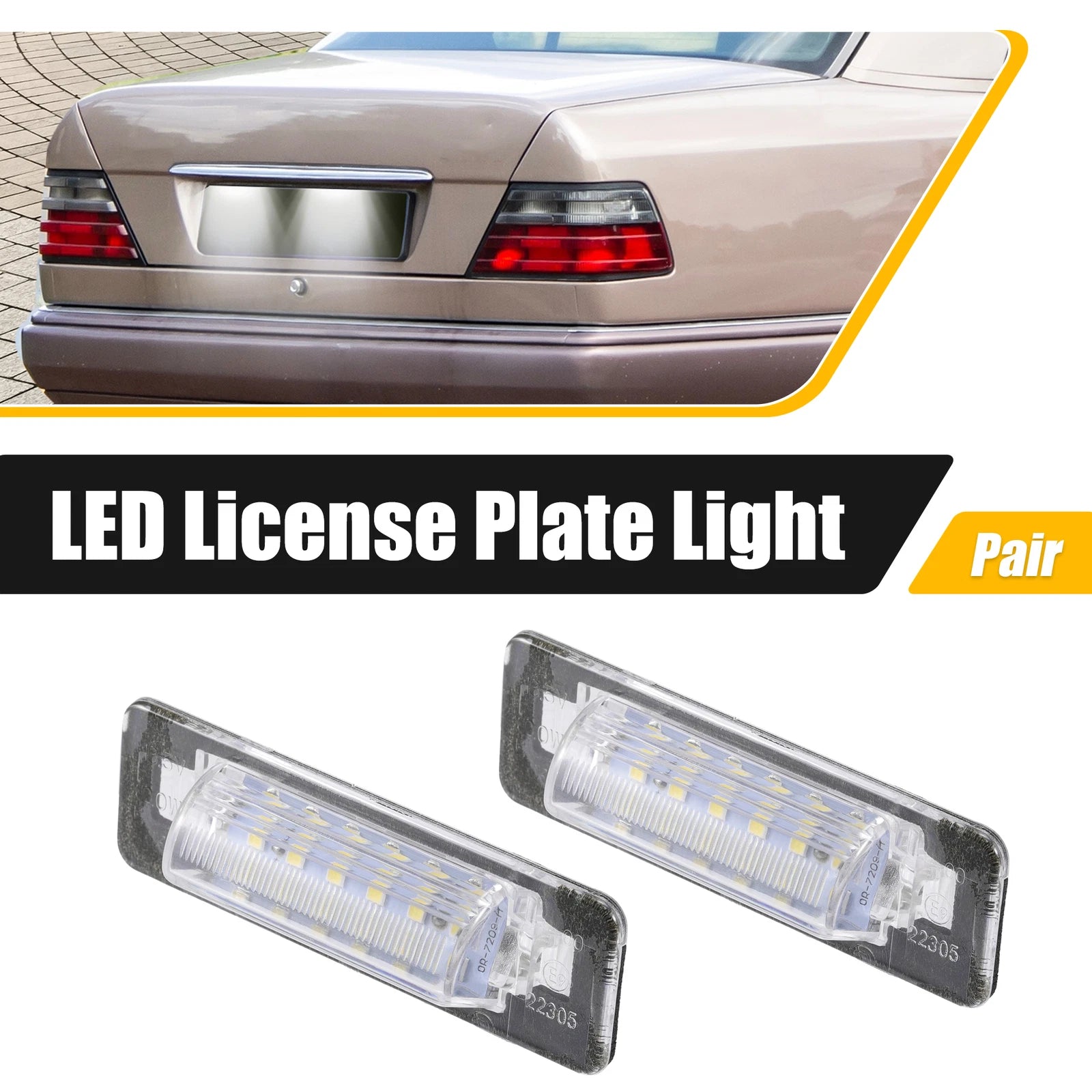 1 Pair LED License Plate Light Assembly for Mercedes-Benz E-Class (1996–2002)