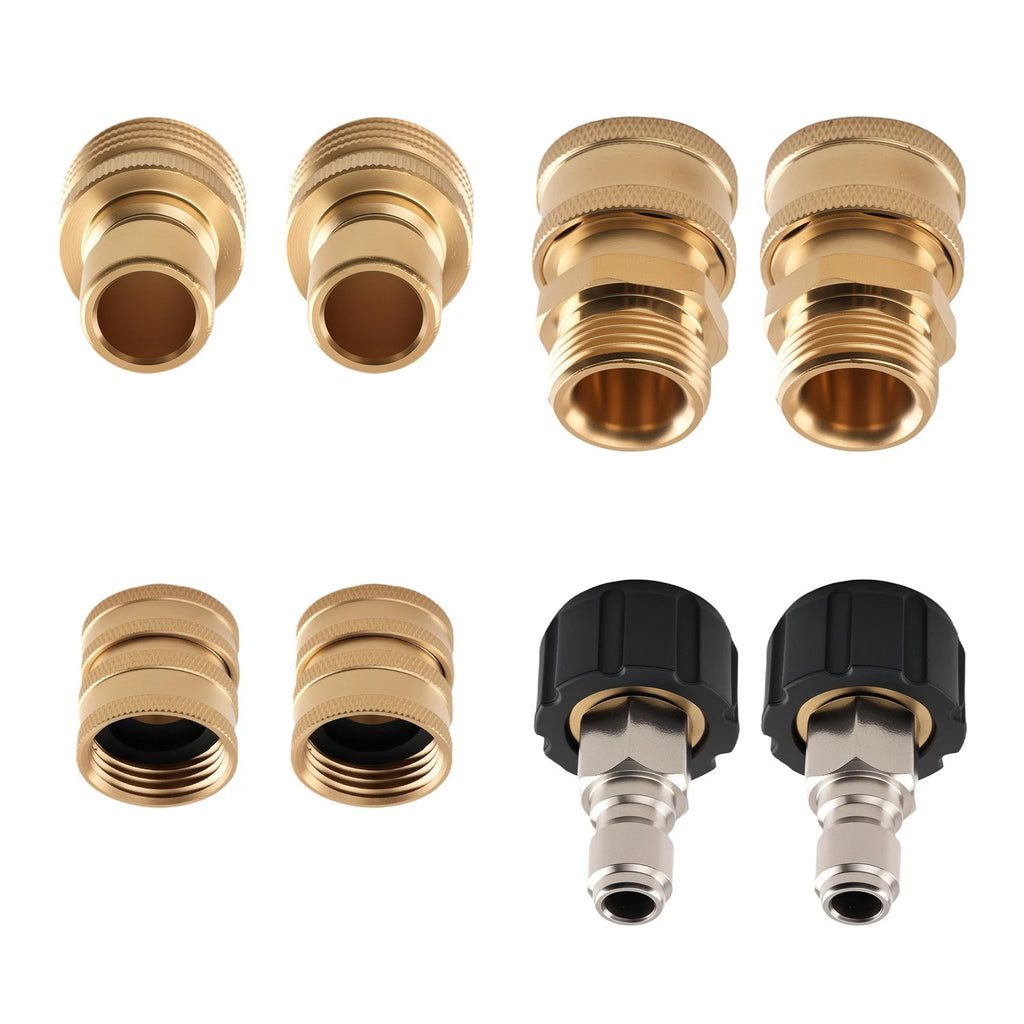 8PC M22 Quick Connector Adapter Kit for Pressure Washer Fitting (Brass Steel)