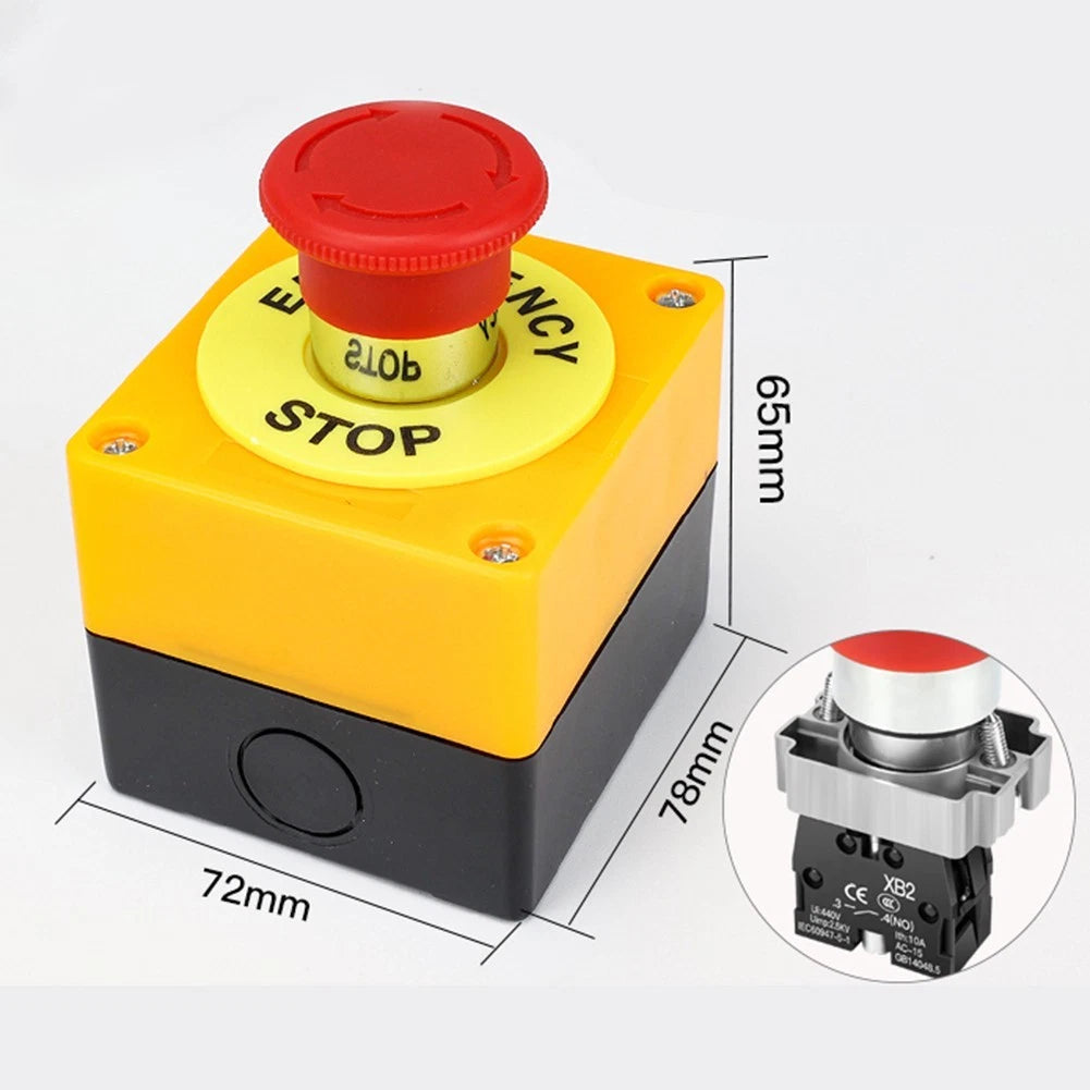Red Latching E Stop Button Switch 10A 1NC for Electromagnetic Starters