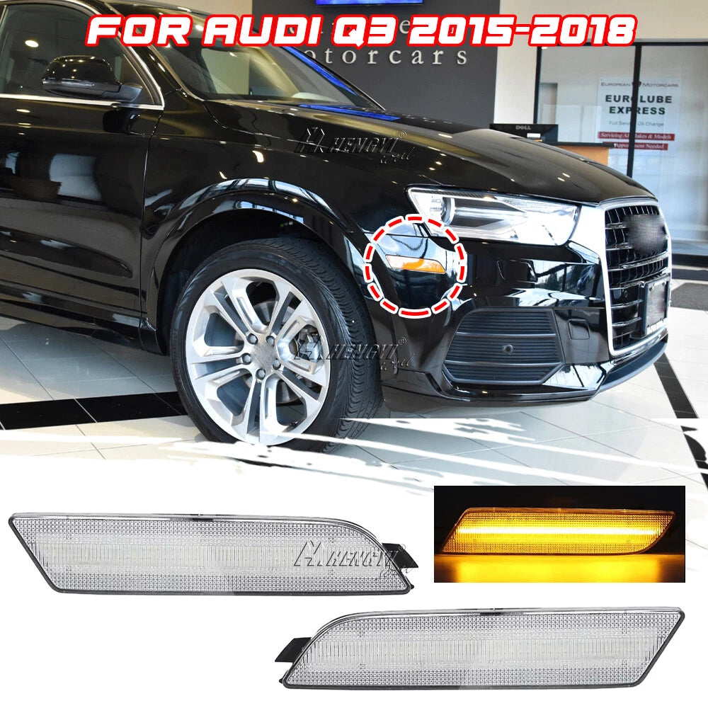 2X LED Amber Front Bumper Side Marker Light for Audi Q3 (2015–2018)
