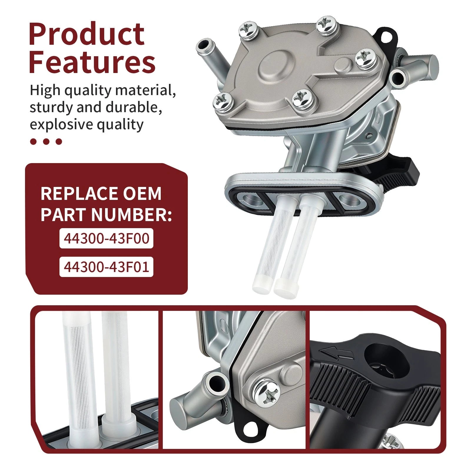 Fuel Gas Valve Petcock Tap for Suzuki QuadMaster 50 LT-A50 (2002–2005) 44300-43F00