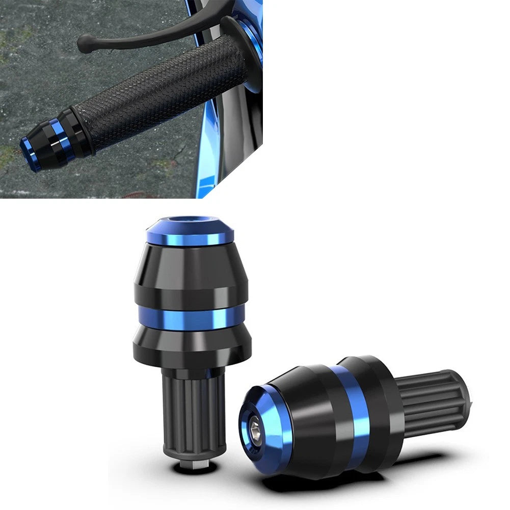 Universal 22mm 7/8" Motorcycle CNC Handlebar Grips Bar End Slider Cap Plugs Blue