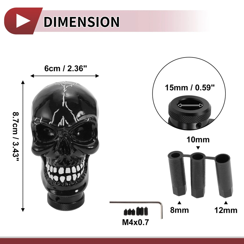 Skull Shift Knob with 3 Adapters for Universal Fit (Automatic/Manual)