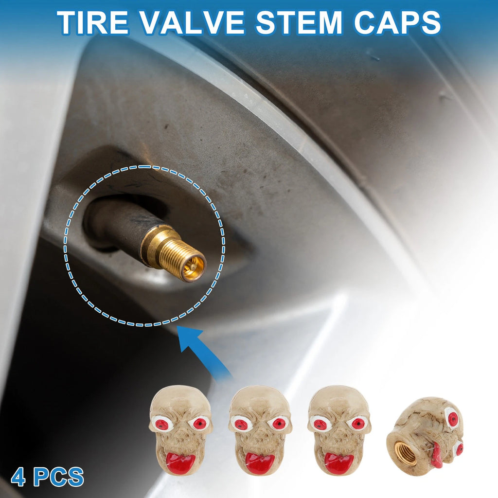 Tire Valve Stem Caps Replacement Dust Covers Beige for Car Bicycle (4 Pcs)