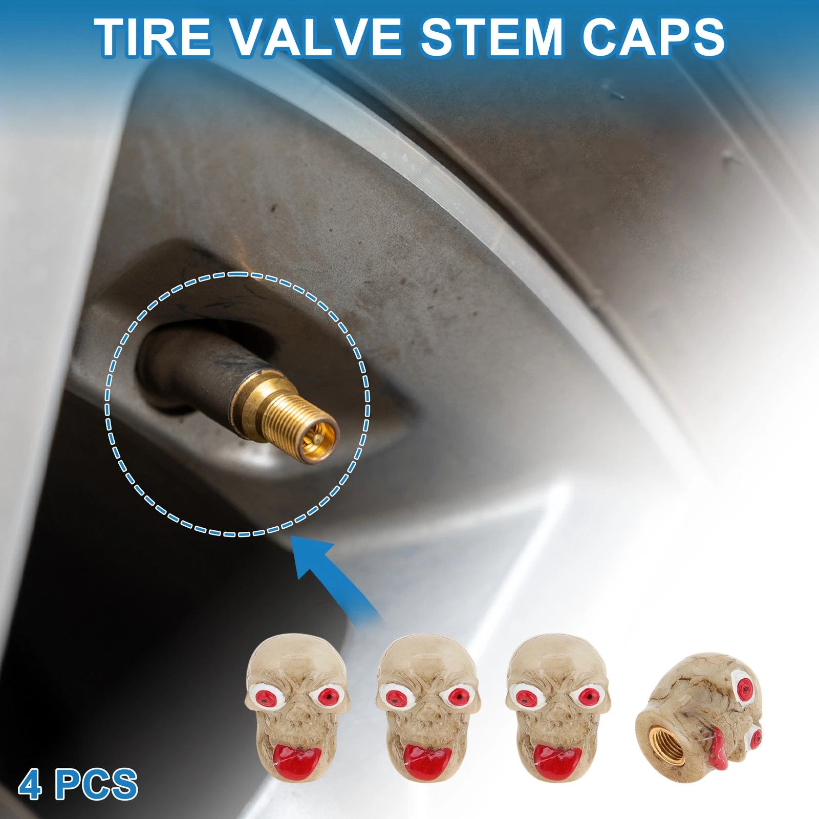 Tire Valve Stem Caps Replacement Dust Covers Beige for Car Bicycle (4 Pcs)