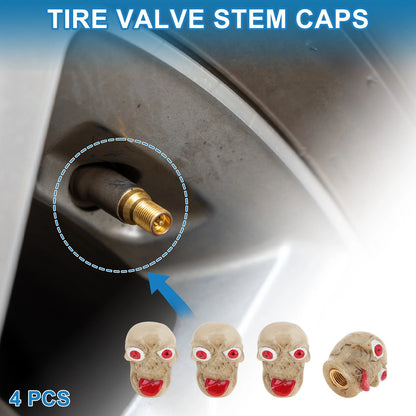 Tire Valve Stem Caps Replacement Dust Covers Beige for Car Bicycle (4 Pcs)