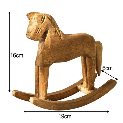 Wooden Rocking Horse Table Decor for Home and Office Spaces