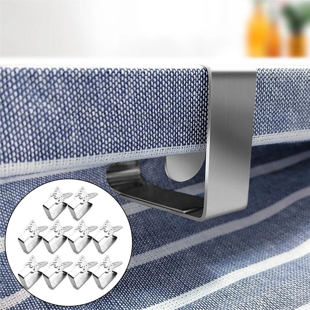 Set of 10 Tablecloth Clips for Thick Tables - Stainless Steel